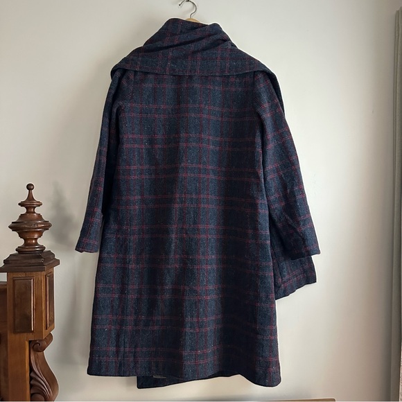 Marc By Marc Jacobs Navy and Red Plaid Pea Coat - Picture 8 of 9